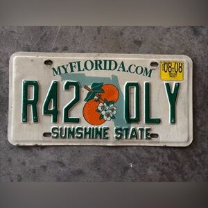 Florida FL Sunshine State 2000’s 2008 License Plate R42 OLY